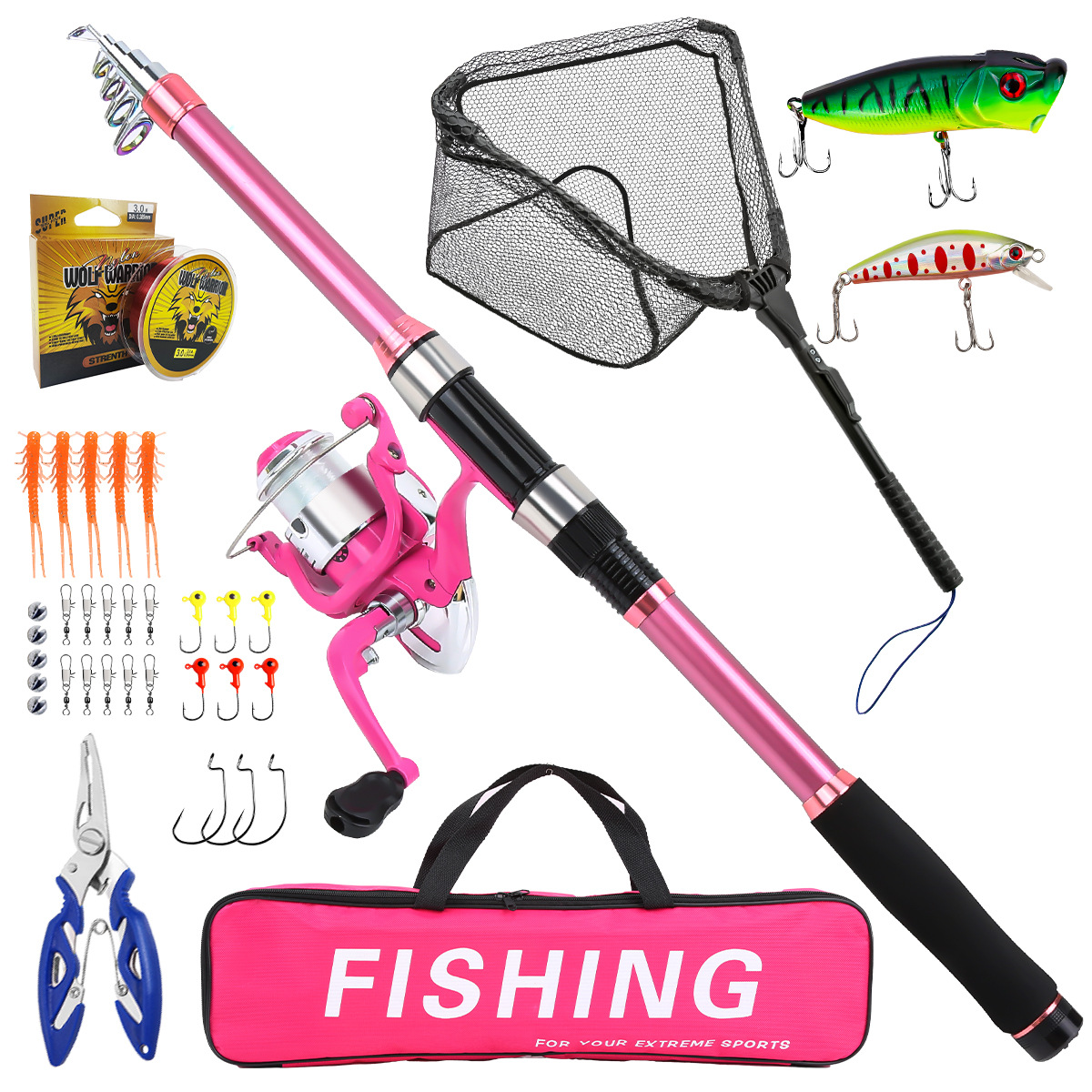 낚싯대 세트 풀 키트, 텔레스코픽 낚싯대와 스피닝 릴, - Fishing Line Spooler 리뷰 및 가격